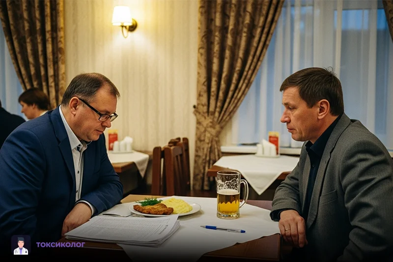Мужчина на деловой встрече пьет пиво